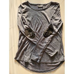 Kings Of Cole Grey Long Sleeve Top With Black Skulls on Elbows